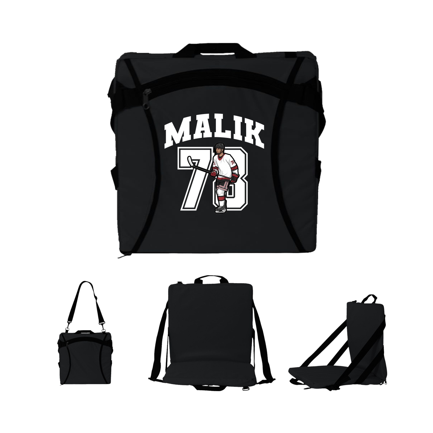 Folding Stadium Seat — Number in Black