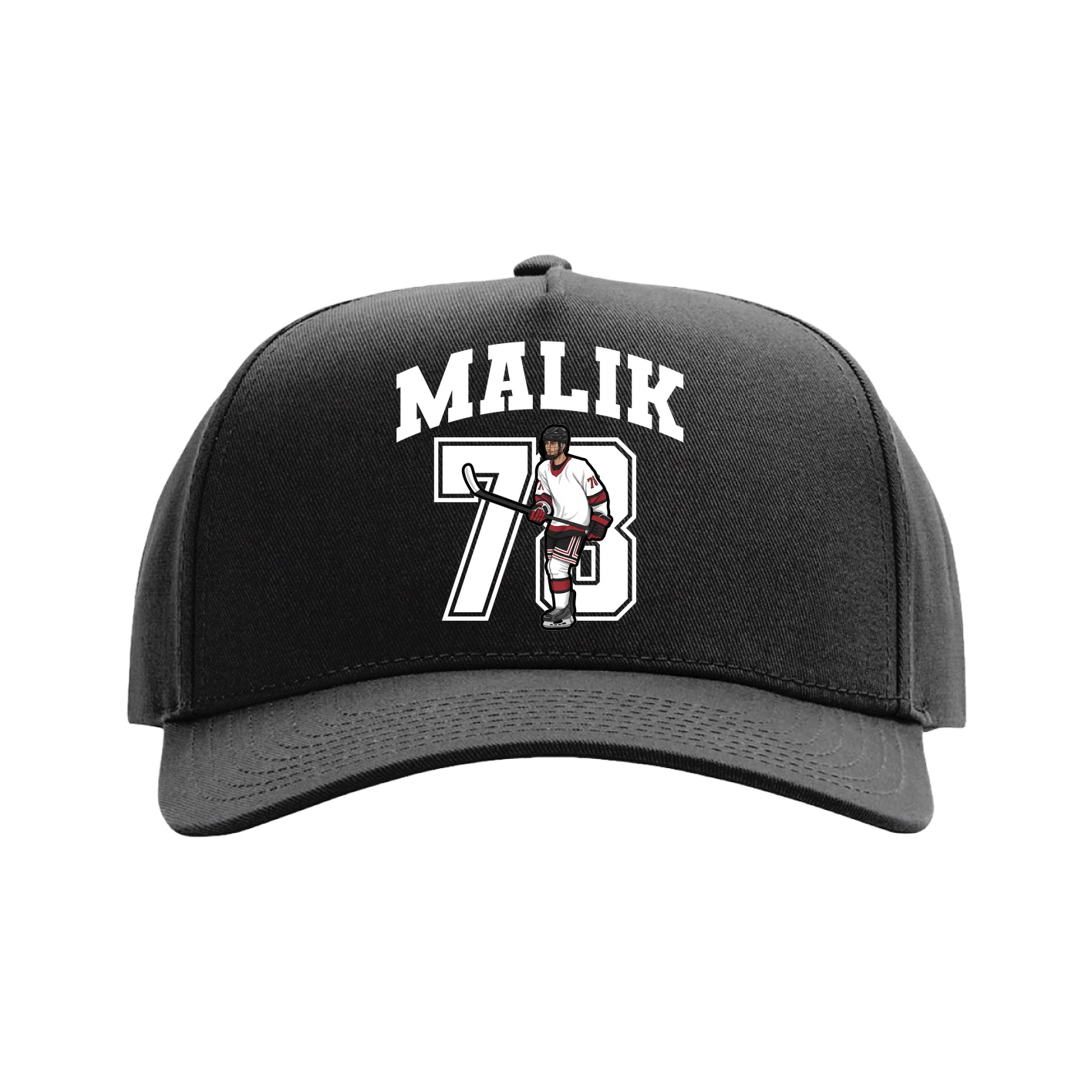 Full Fabric Five-Panel Champ Cap — Number in Black