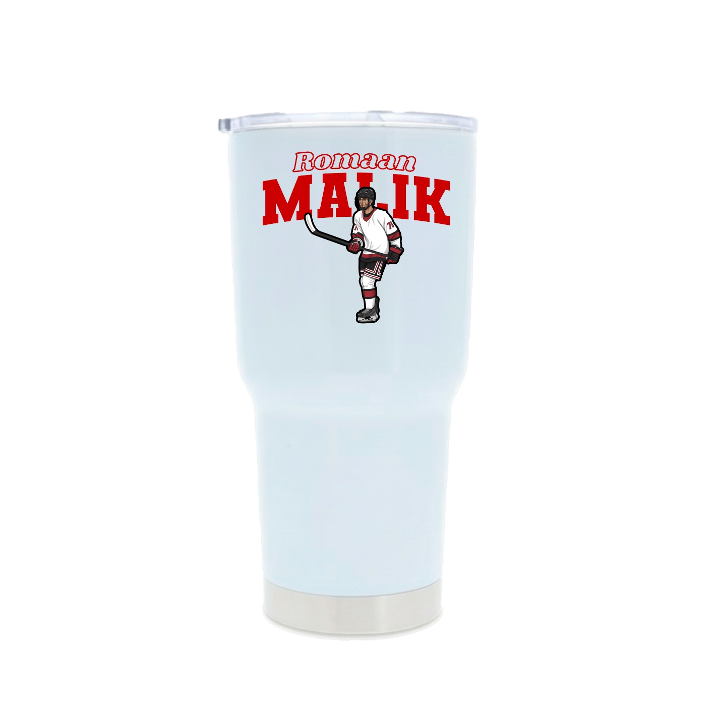 30oz Stainless Steel Tumbler — Name Arch in White