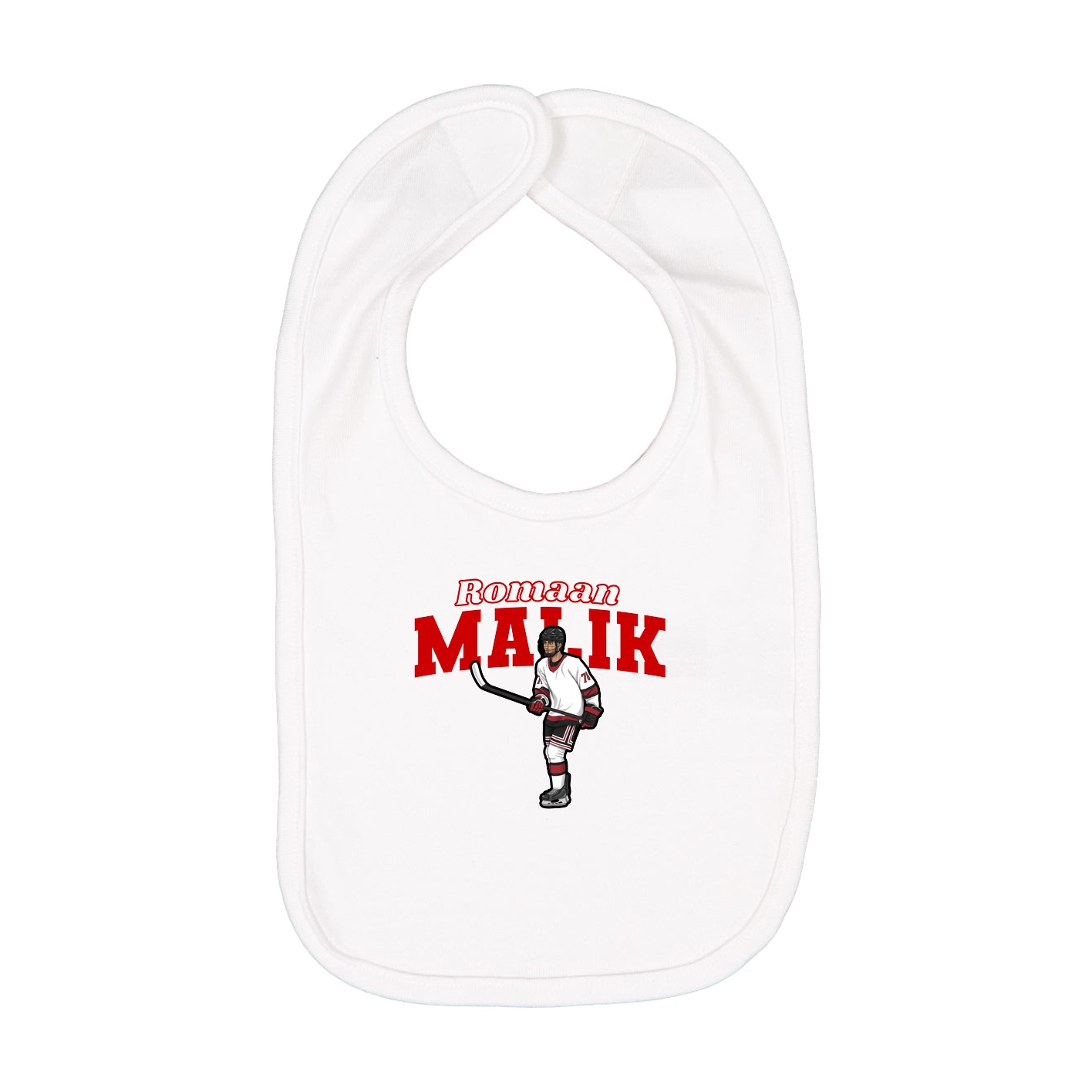 Infant Bib — Name Arch in White