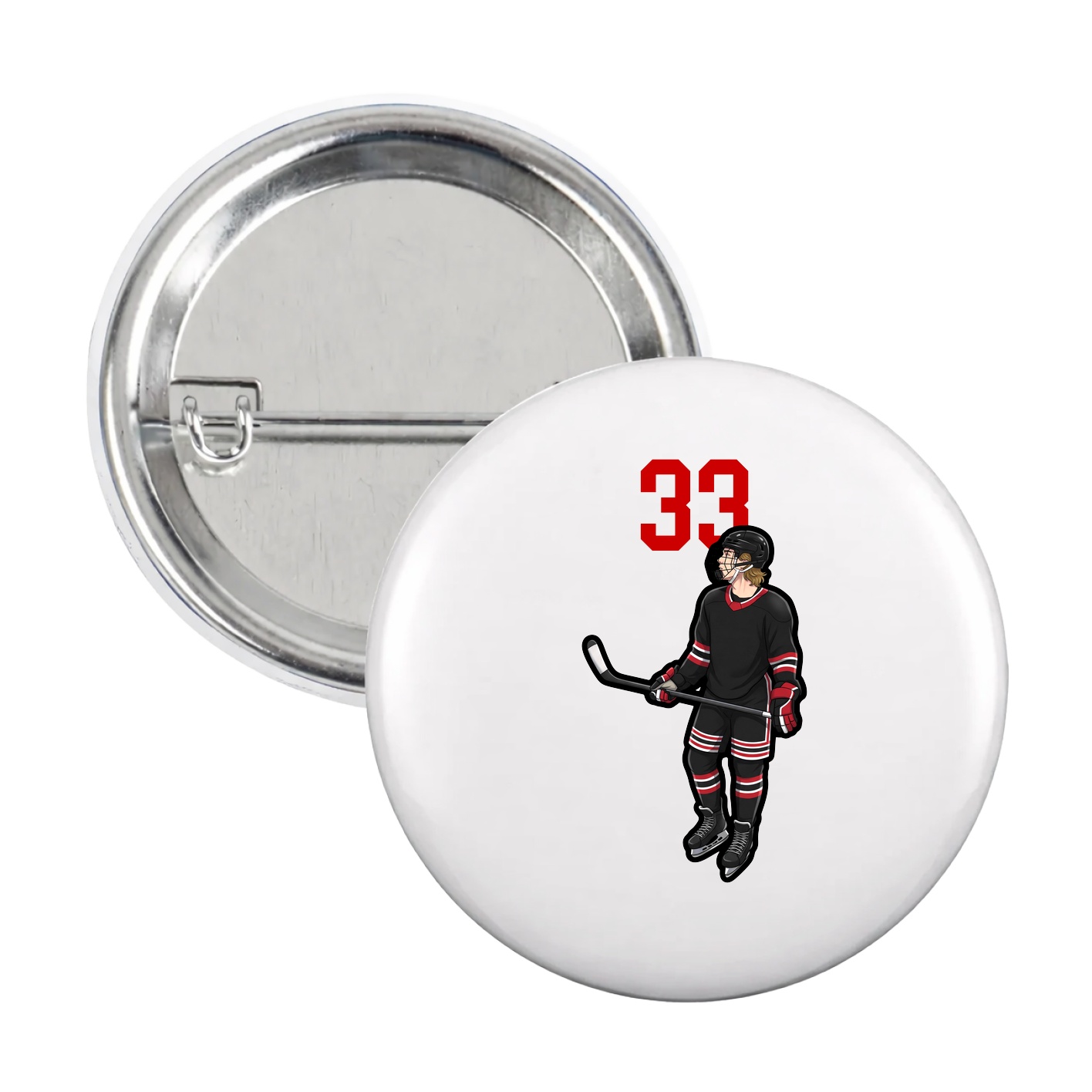 Game Day Button — Number Top in White