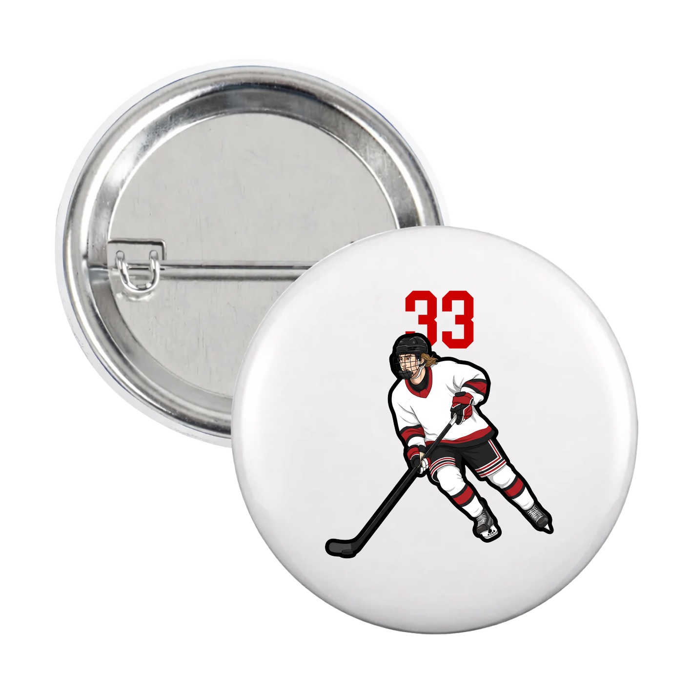 Game Day Button — Number Top in White