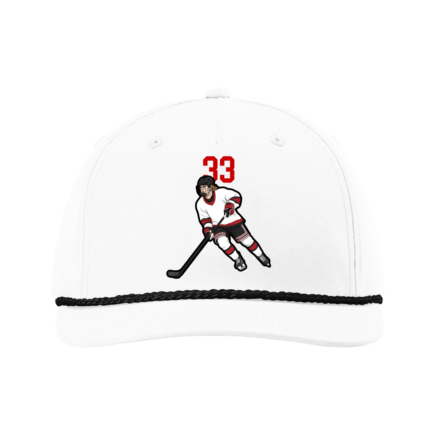 Five-Panel Classic Rope Cap — Number Top in White