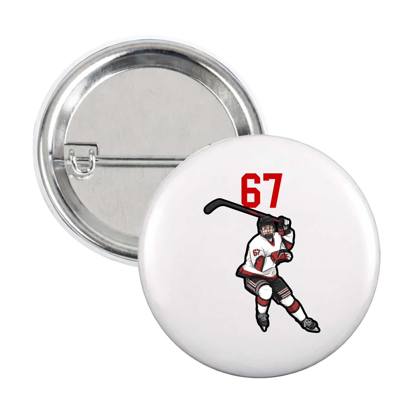 Game Day Button — Number Top in White