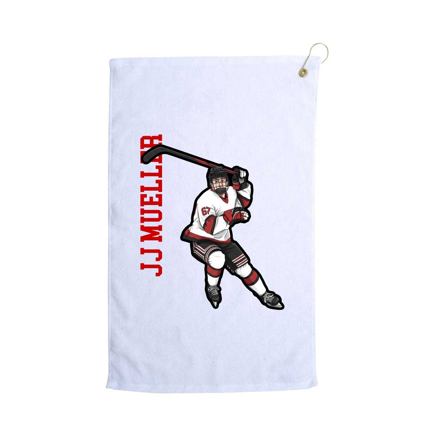 Golf Towel — Name Vertical in White