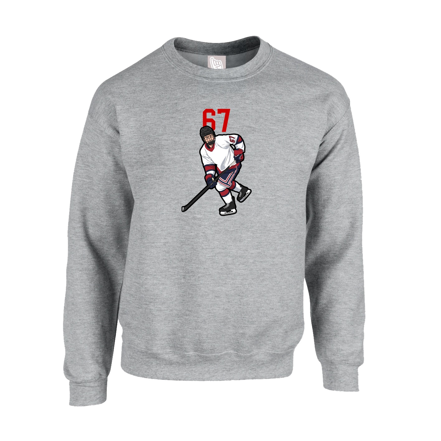 Fleece Crew — Number Top in Grey