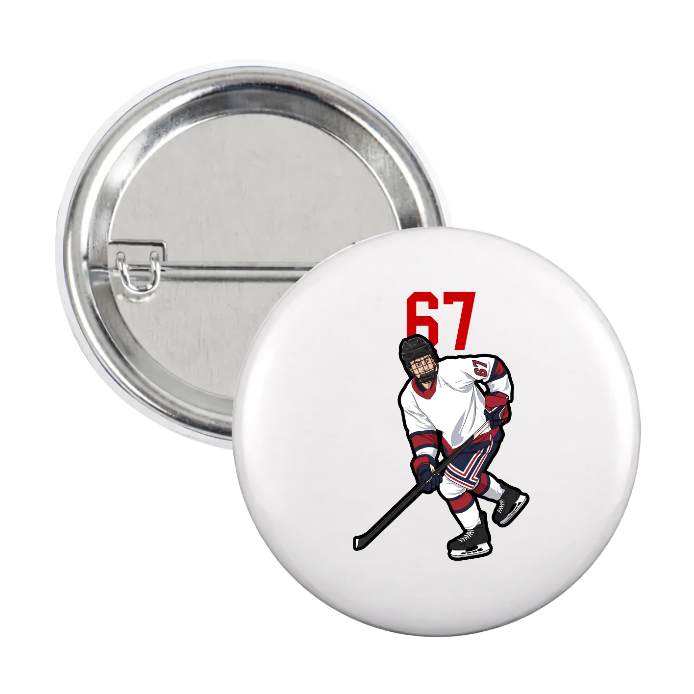 Game Day Button — Number Top in White
