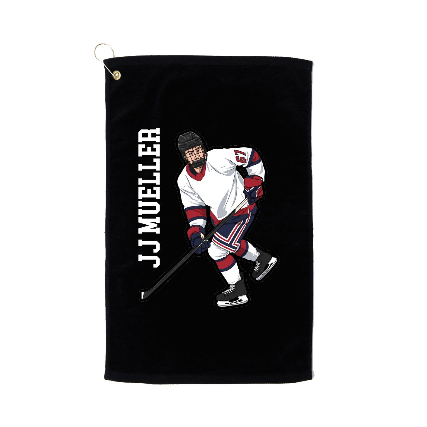 Golf Towel — Name Vertical in Black
