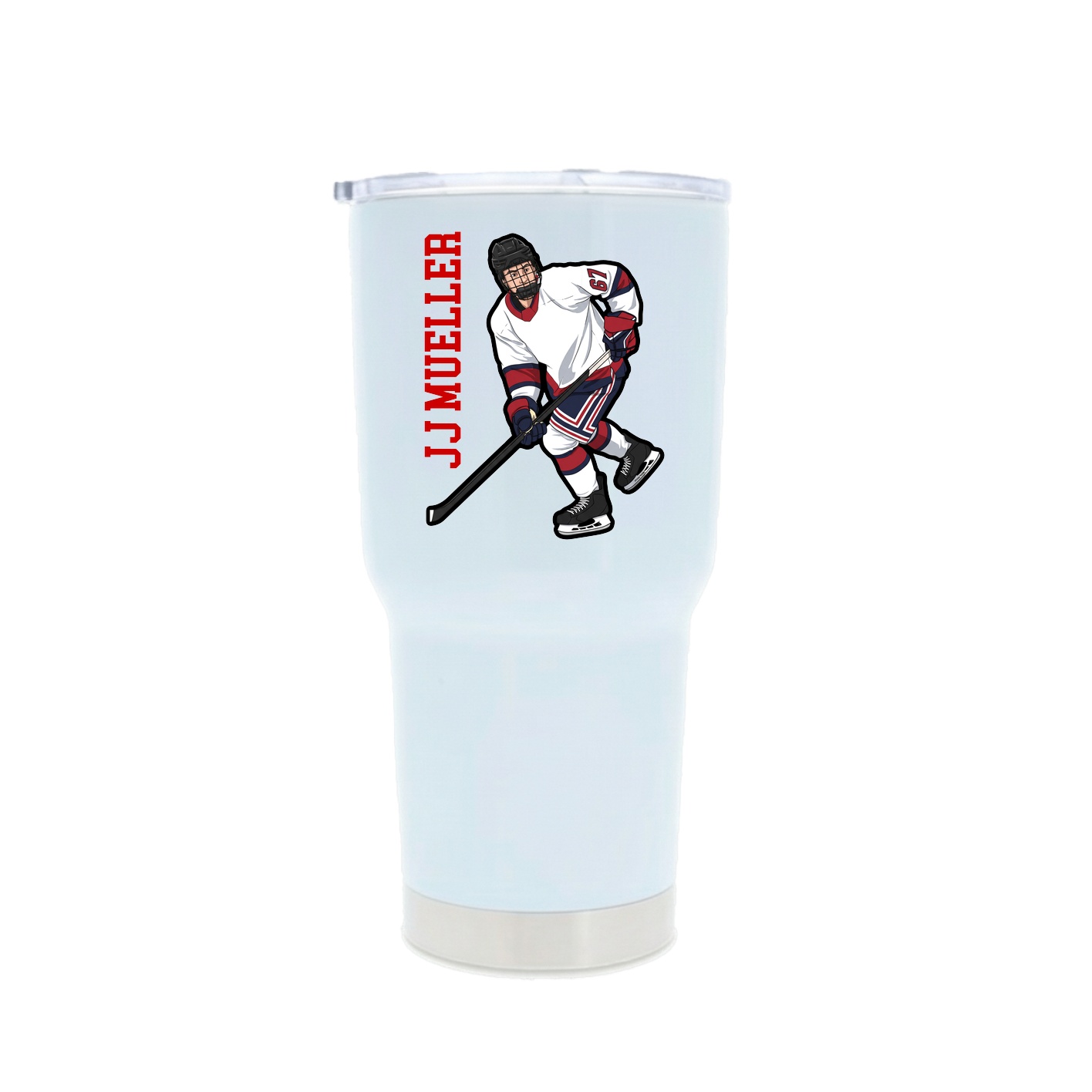 30oz Stainless Steel Tumbler — Name Vertical in White