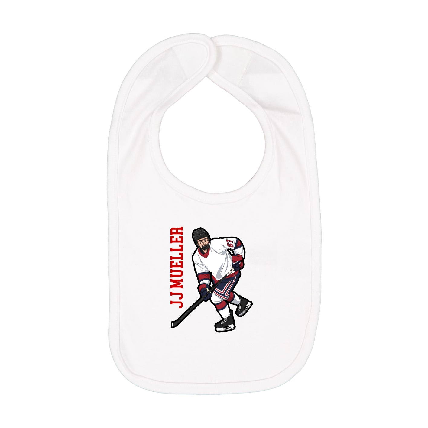 Infant Bib — Name Vertical in White