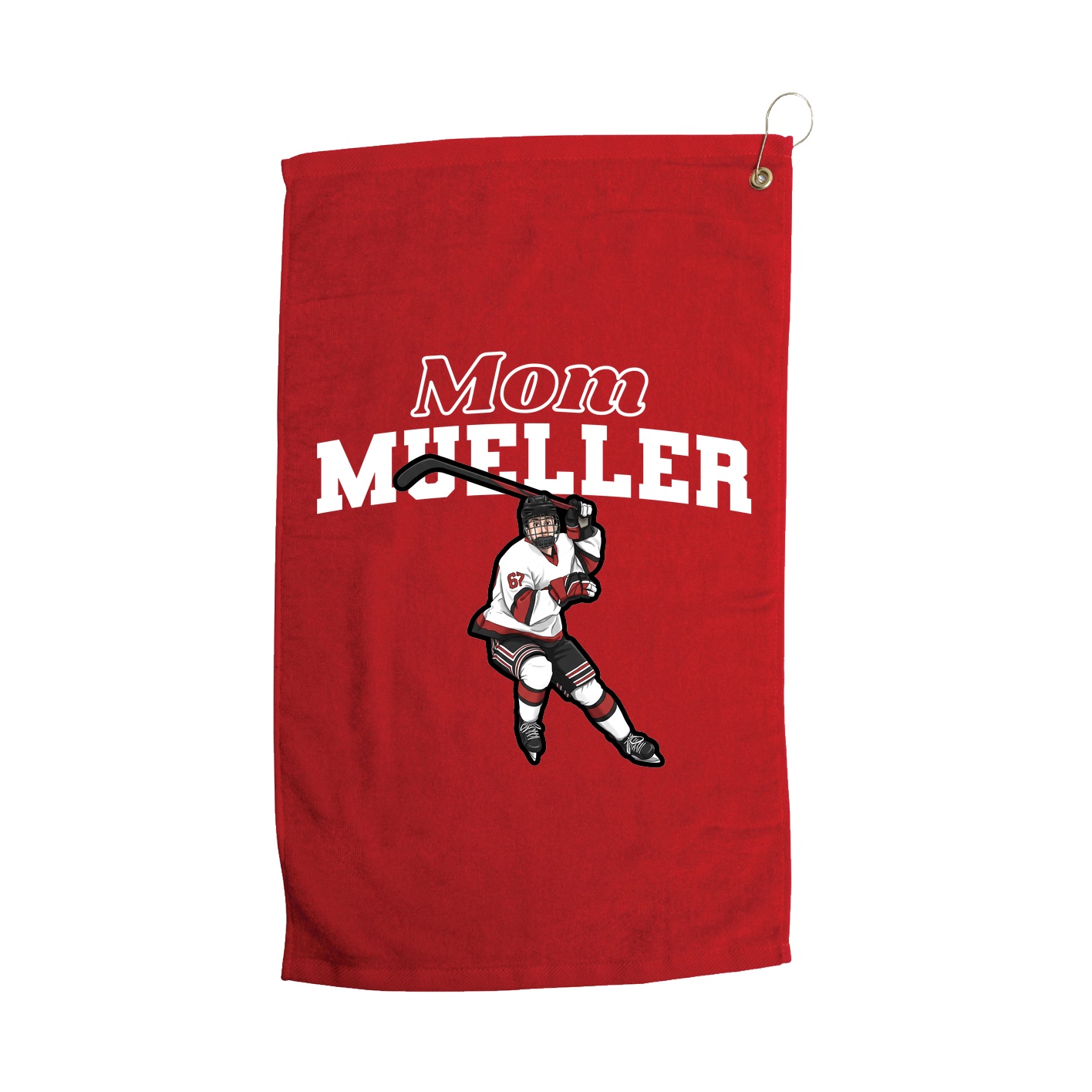 Golf Towel — Mothers Day Block in Red