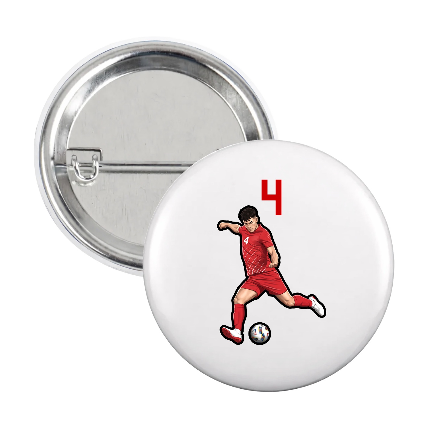 Game Day Button — Number Top in White
