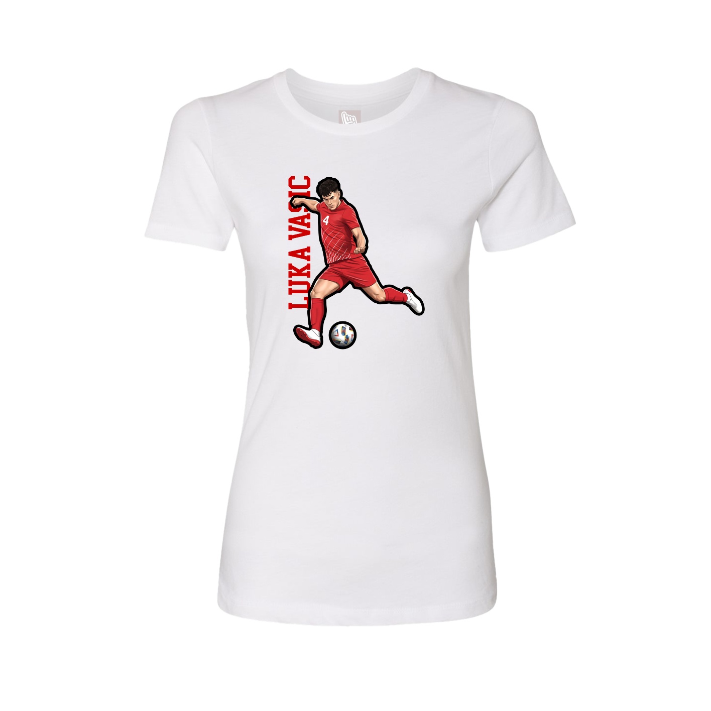 Fitted Women's Tee — Name Vertical in White