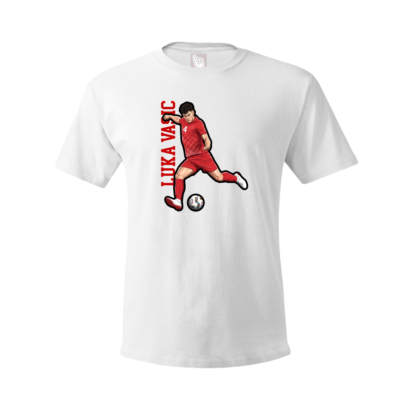 Youth Tee — Name Vertical in White