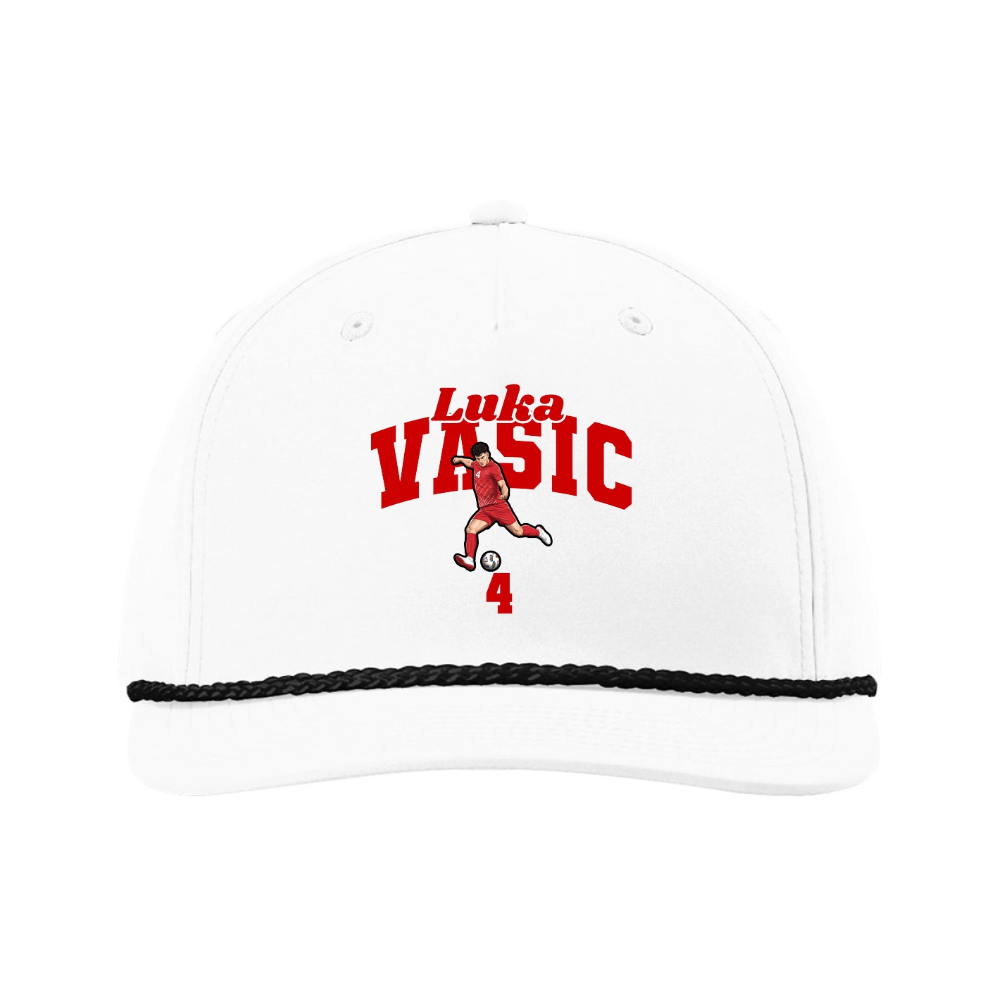 Five-Panel Classic Rope Cap — Signature Arch in White