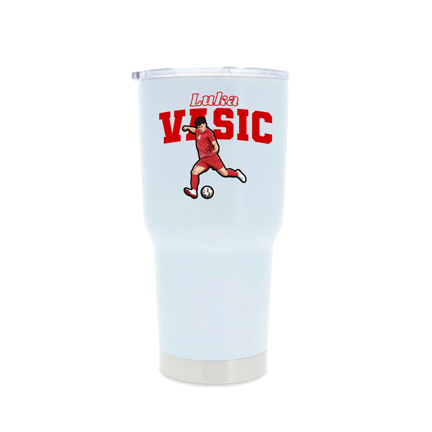 30oz Stainless Steel Tumbler — Name Arch in White