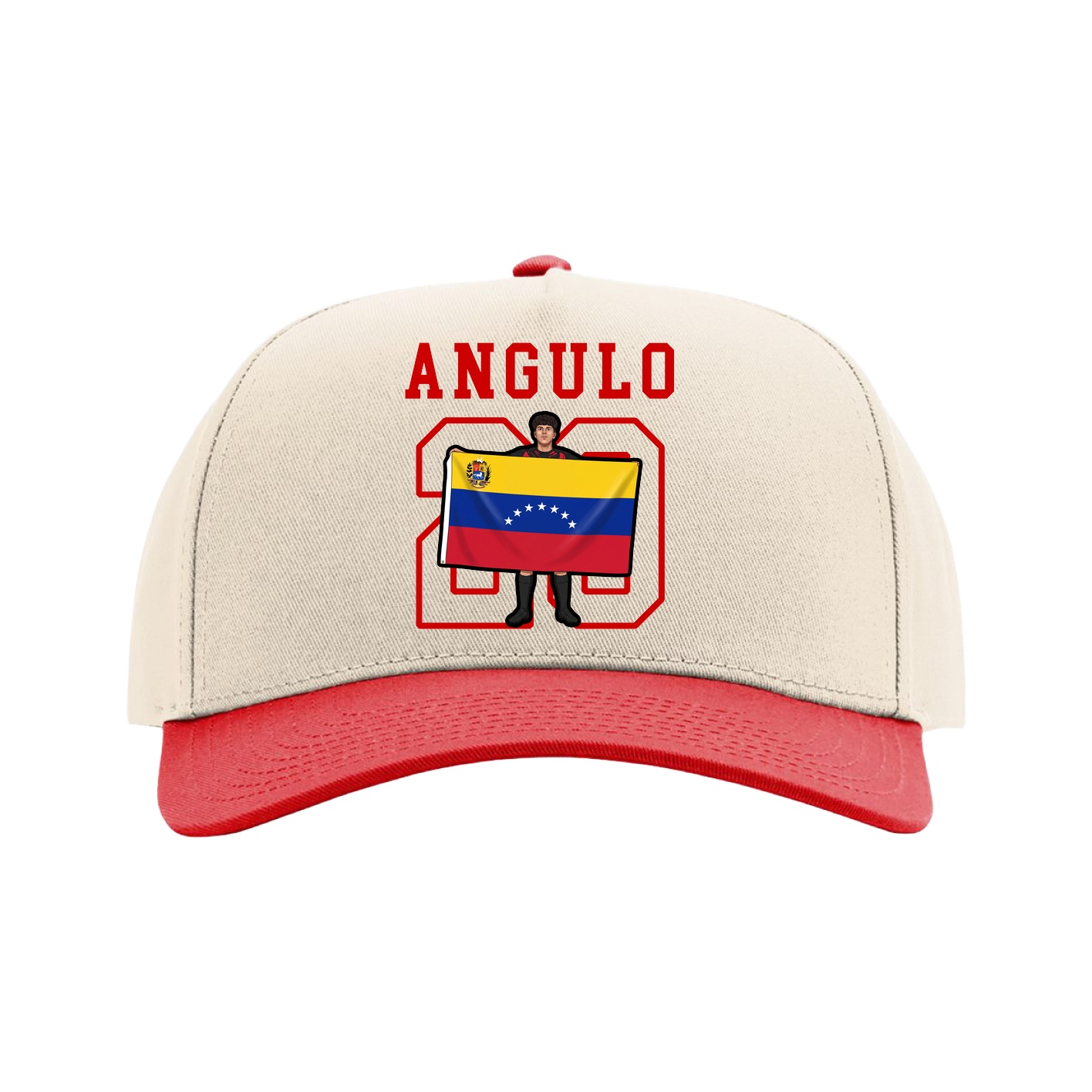 Full Fabric Five-Panel Champ Cap — Shirsey in Cream/Red
