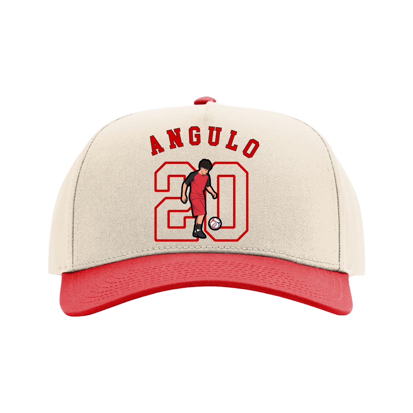 Full Fabric Five-Panel Champ Cap — Shirsey Arch in Cream/Red