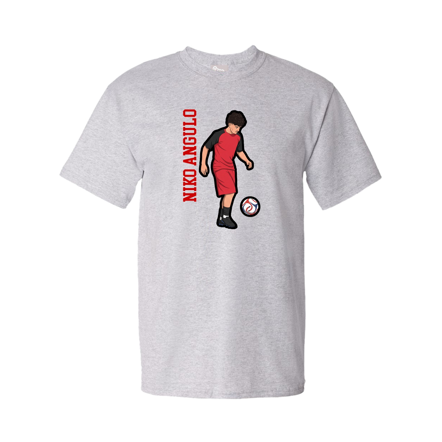 Youth Tee — Name Vertical in Grey