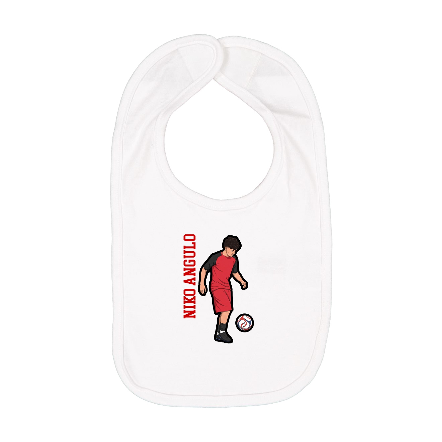 Infant Bib — Name Vertical in White
