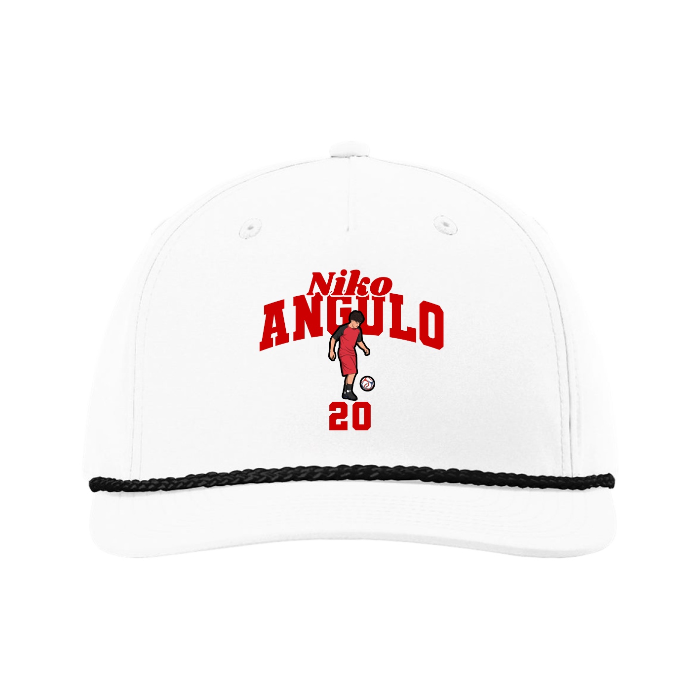 Five-Panel Classic Rope Cap — Signature Arch in White