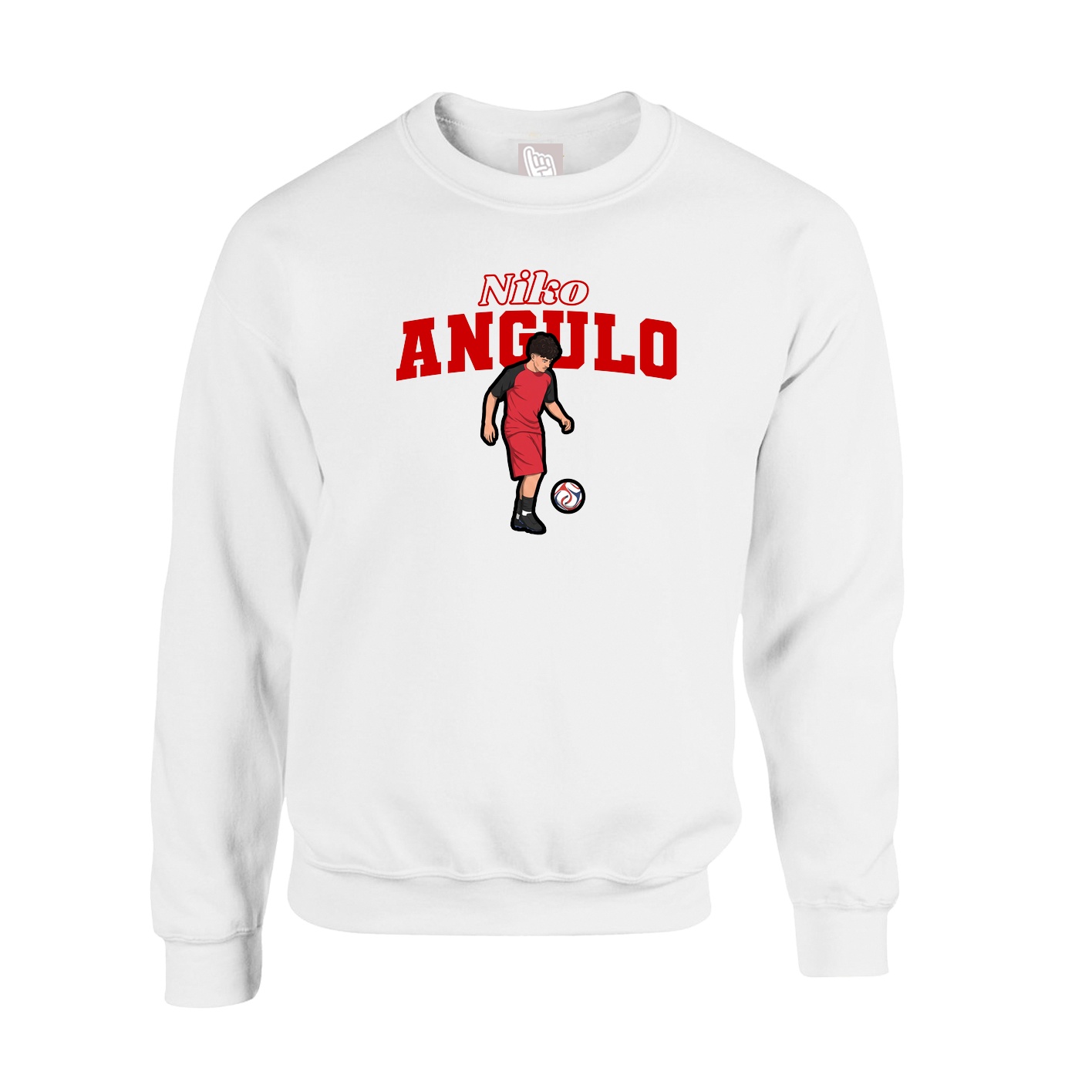Fleece Crew — Name Arch in White