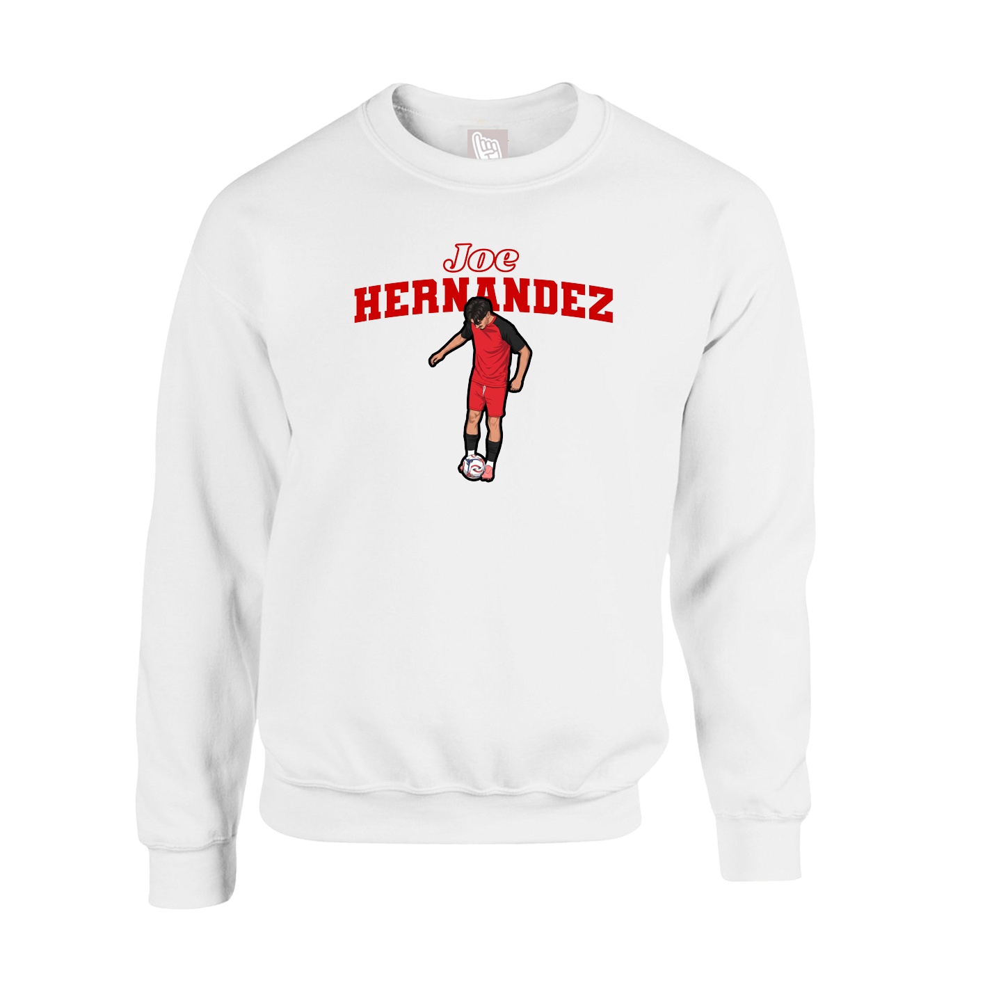 Fleece Crew — Name Arch in White