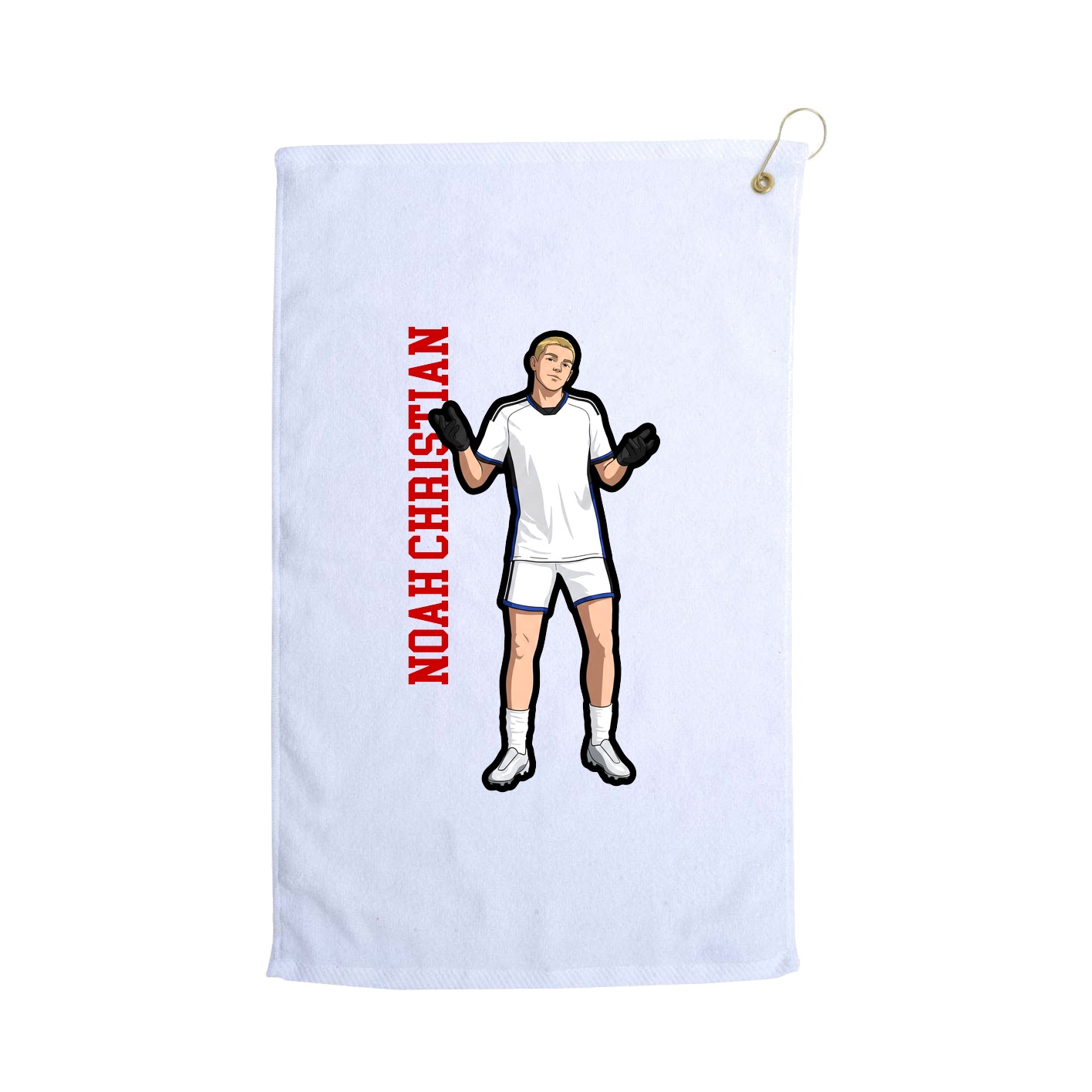 Golf Towel — Name Vertical in White