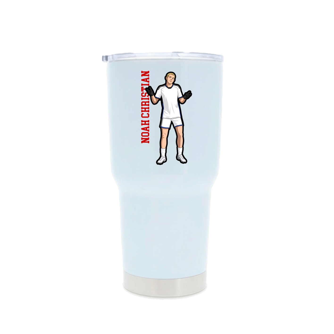 30oz Stainless Steel Tumbler — Name Vertical in White