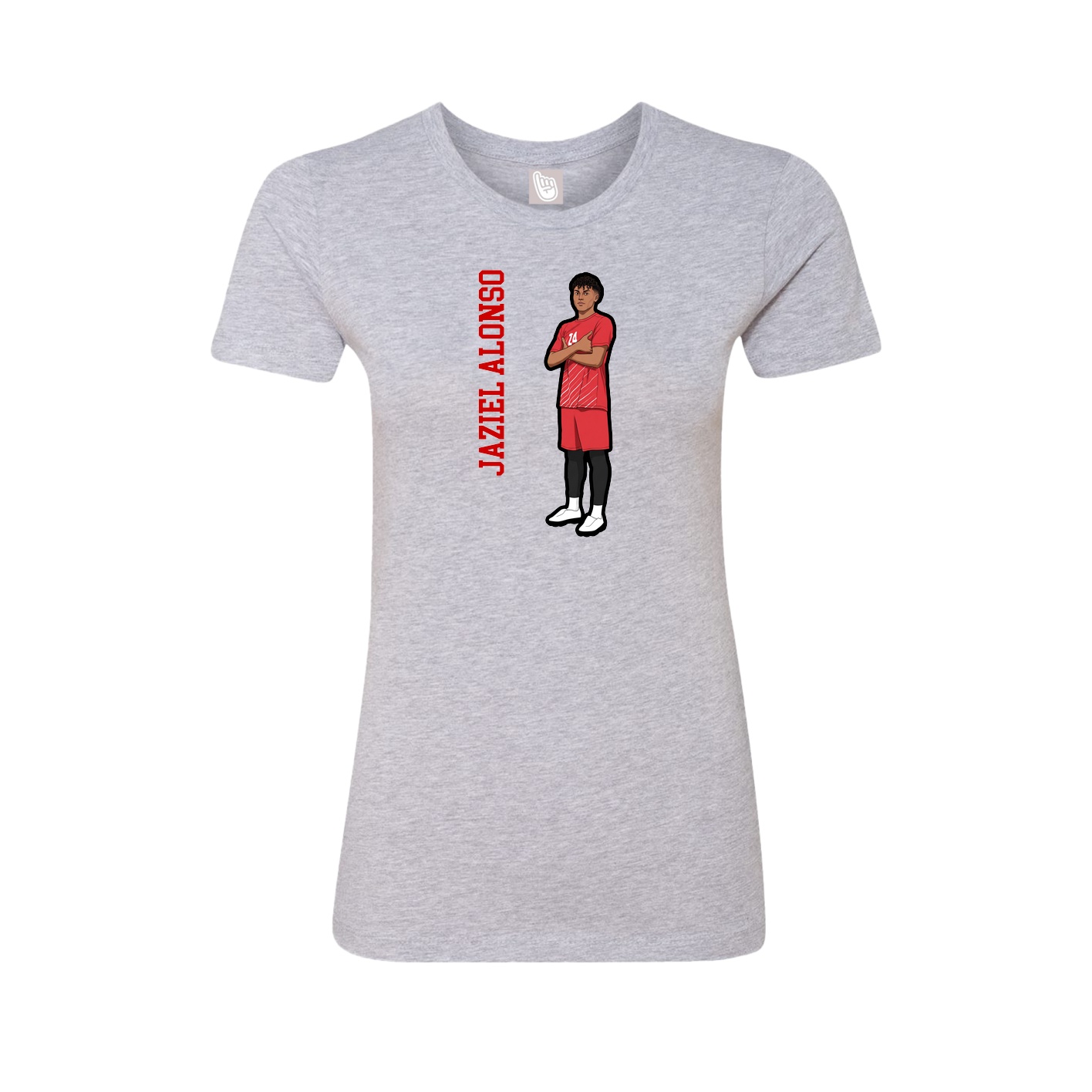 Womens Tee — Name Vertical in Grey
