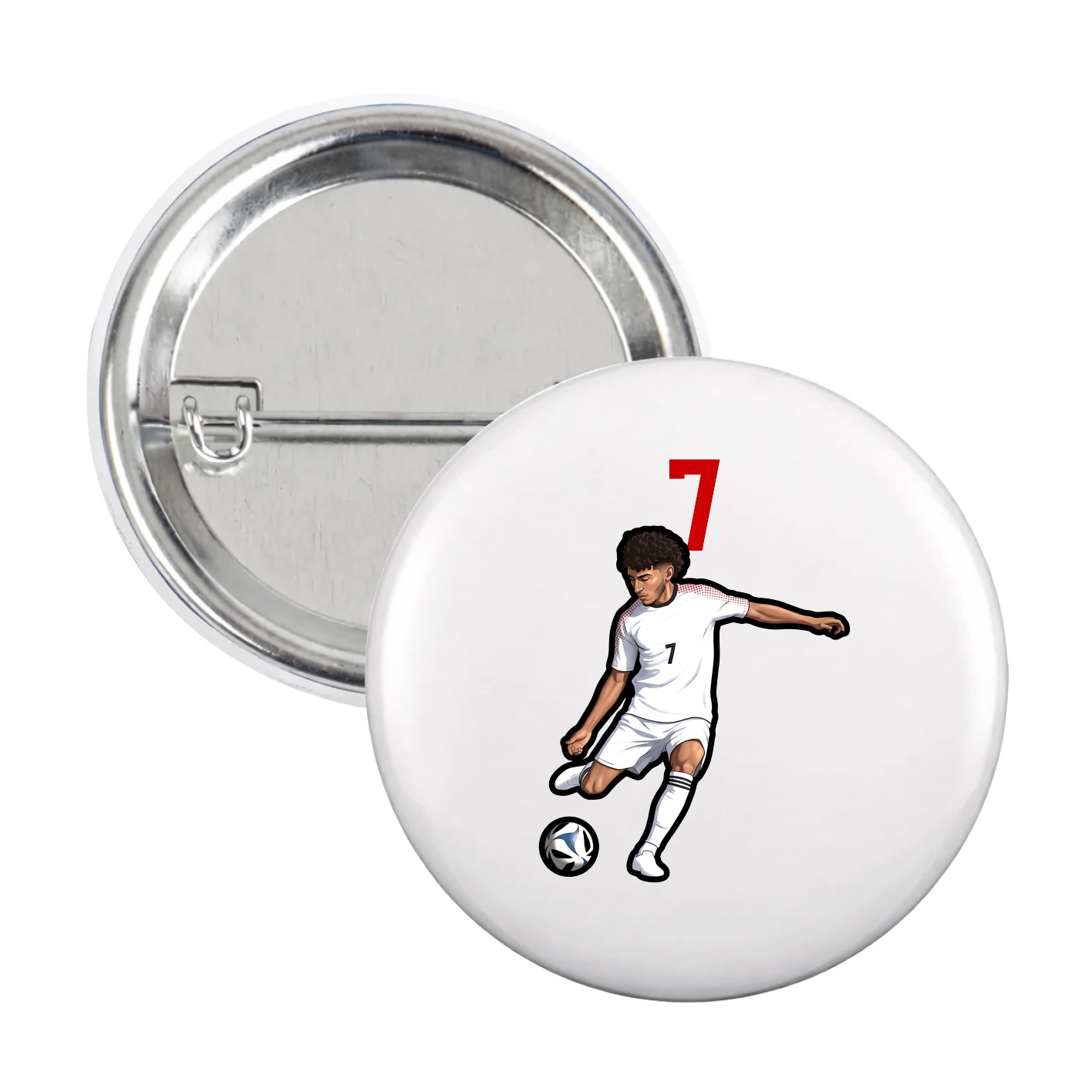 Game Day Button — Number Top in White