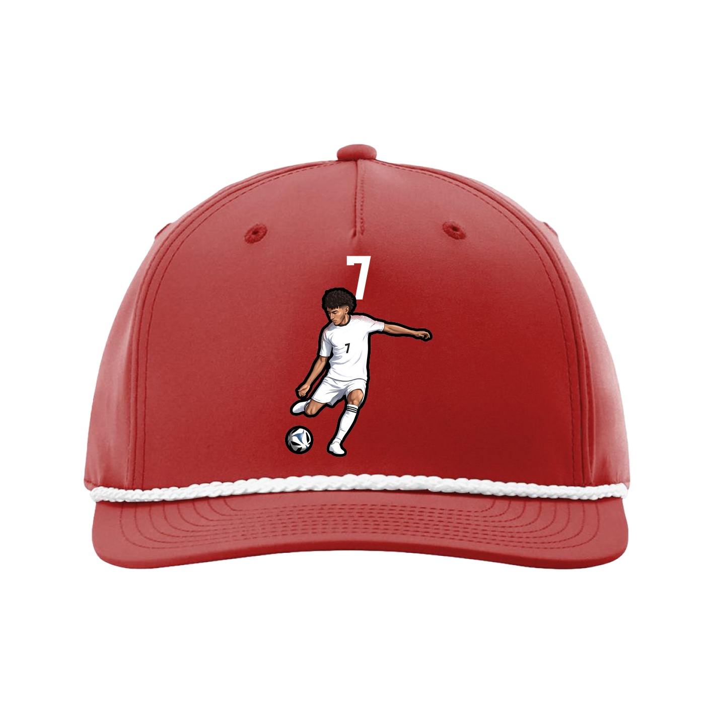 Five-Panel Classic Rope Cap — Number Top in Red
