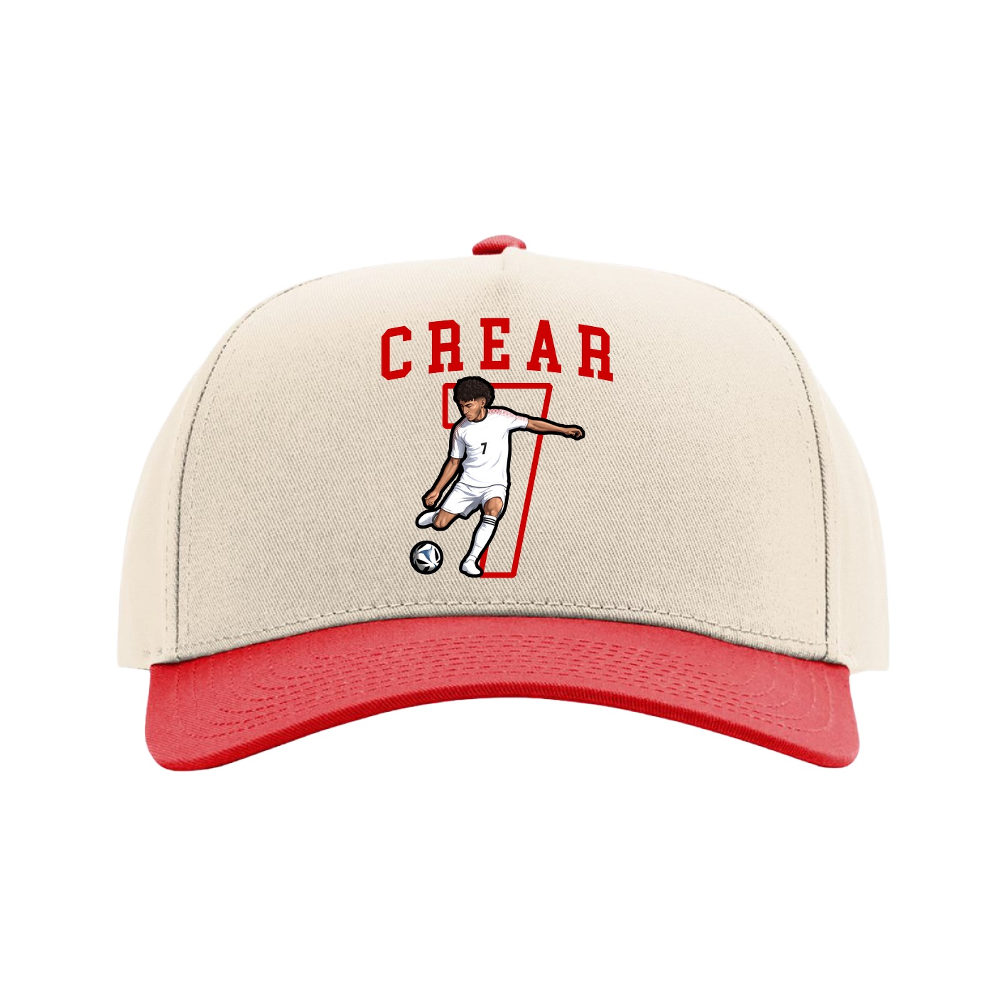 Full Fabric Five-Panel Champ Cap — Shirsey in Cream/Red