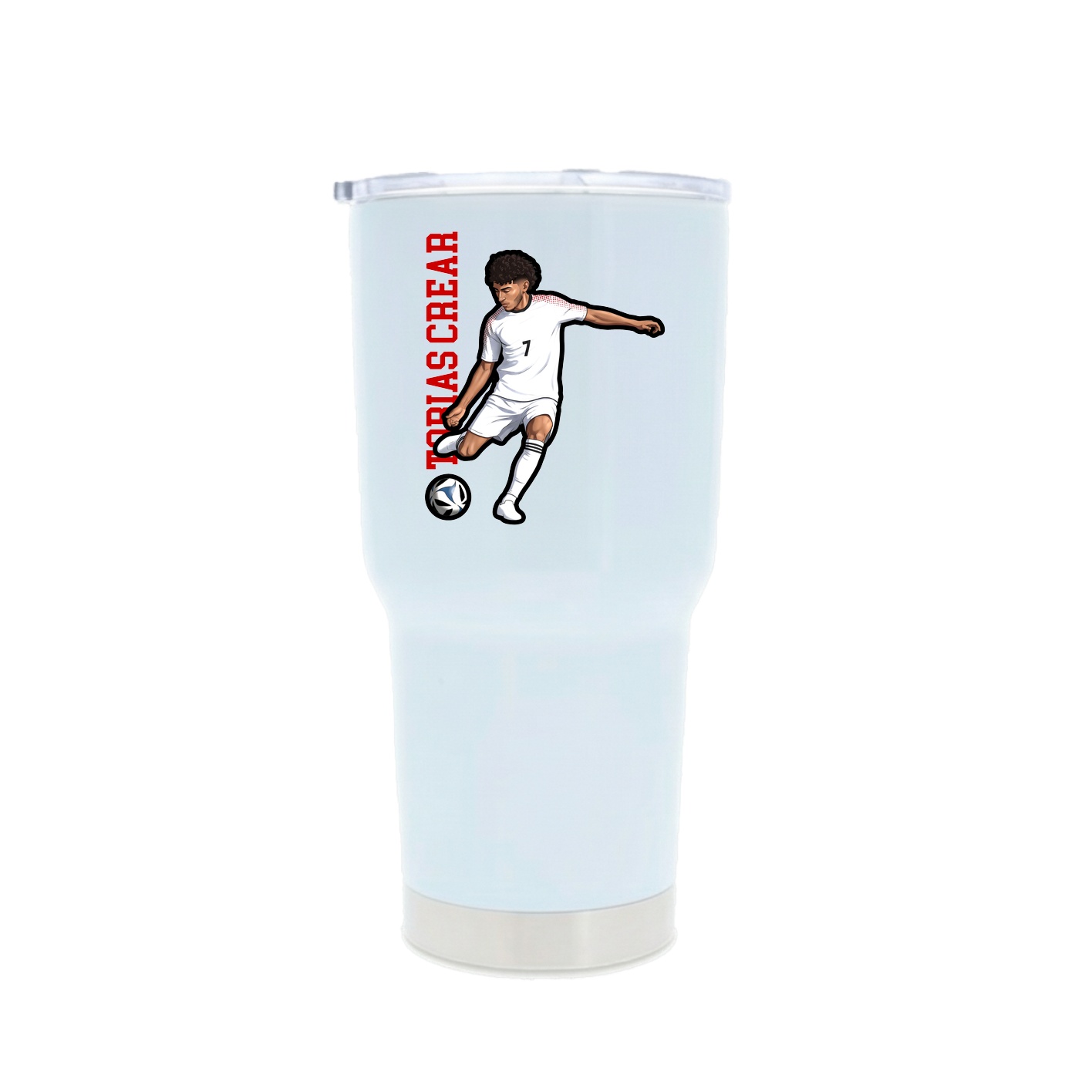 30oz Stainless Steel Tumbler — Name Vertical in White