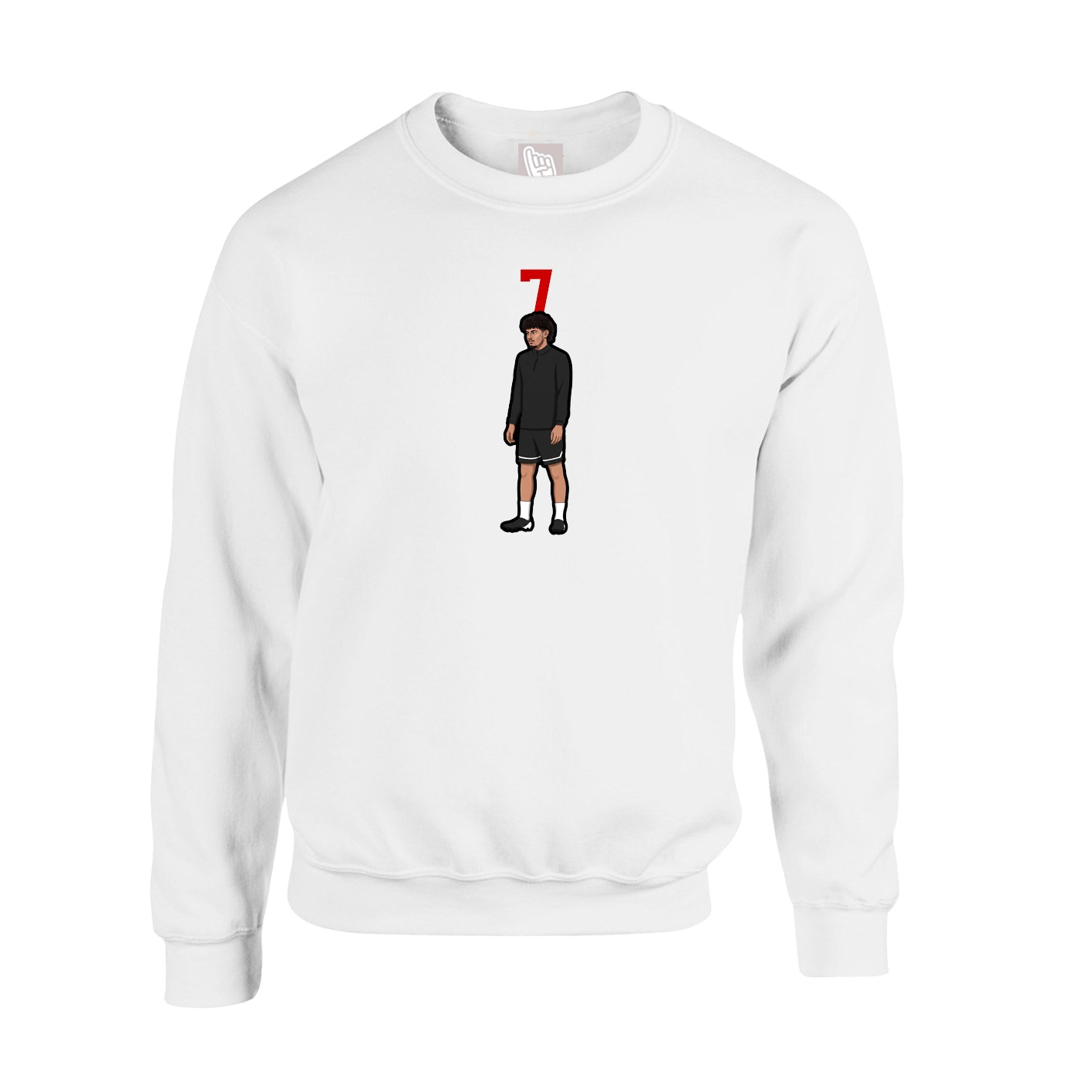 Fleece Crew — Number Top in White