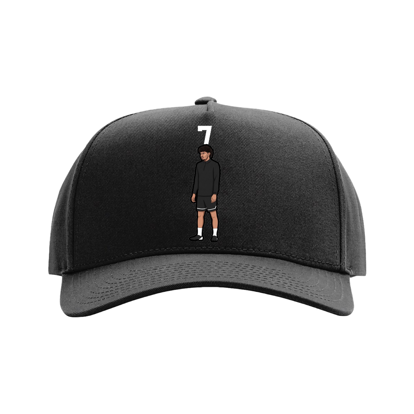 Full Fabric Five-Panel Champ Cap — Number Top in Black