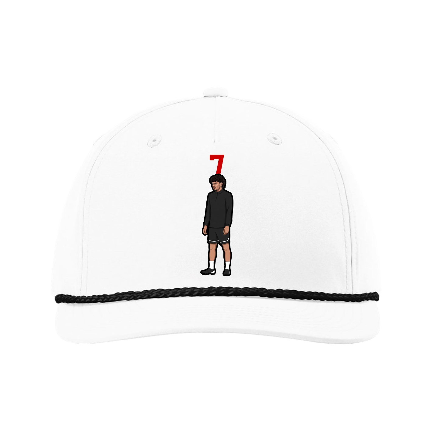 Five-Panel Classic Rope Cap — Number Top in White