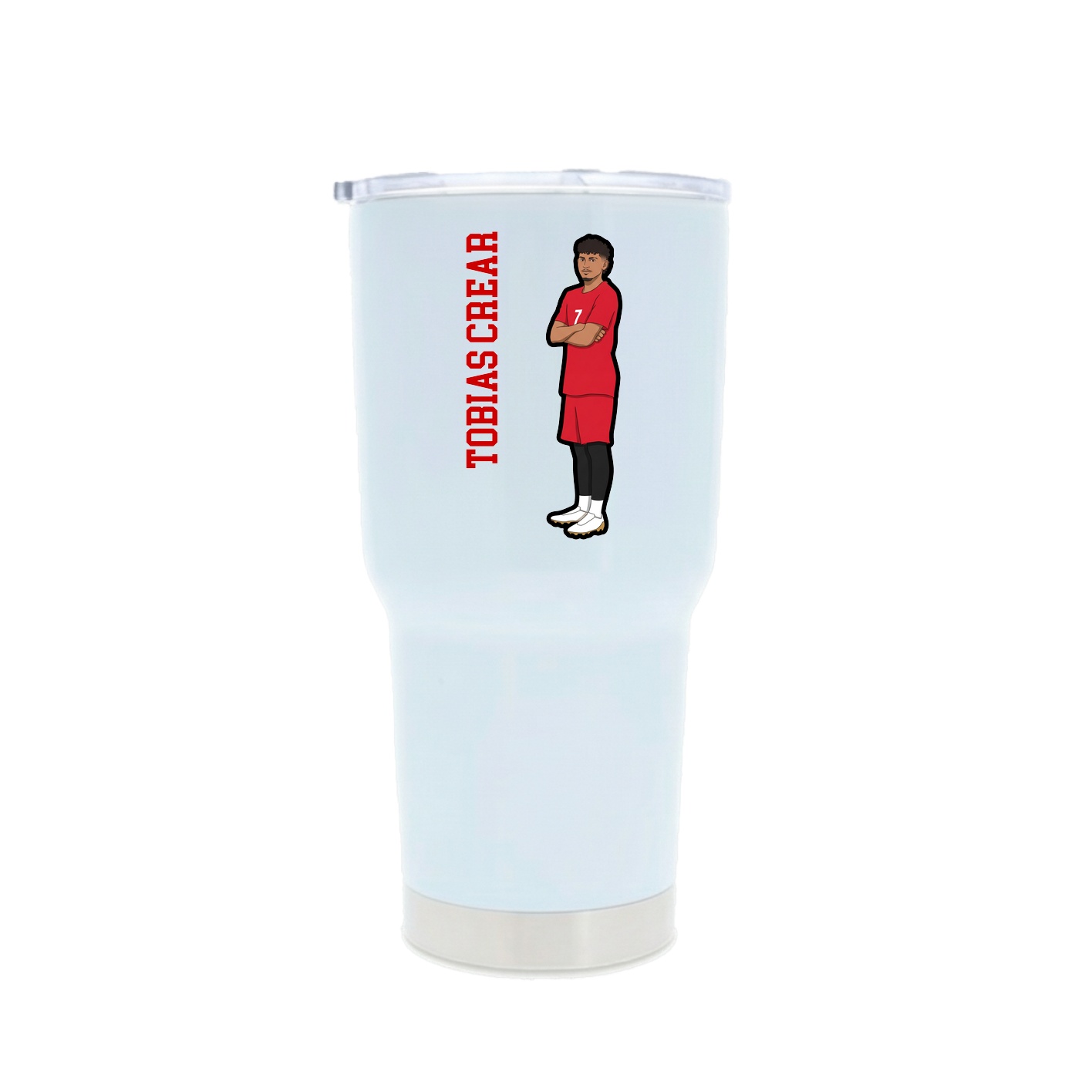 30oz Stainless Steel Tumbler — Name Vertical in White
