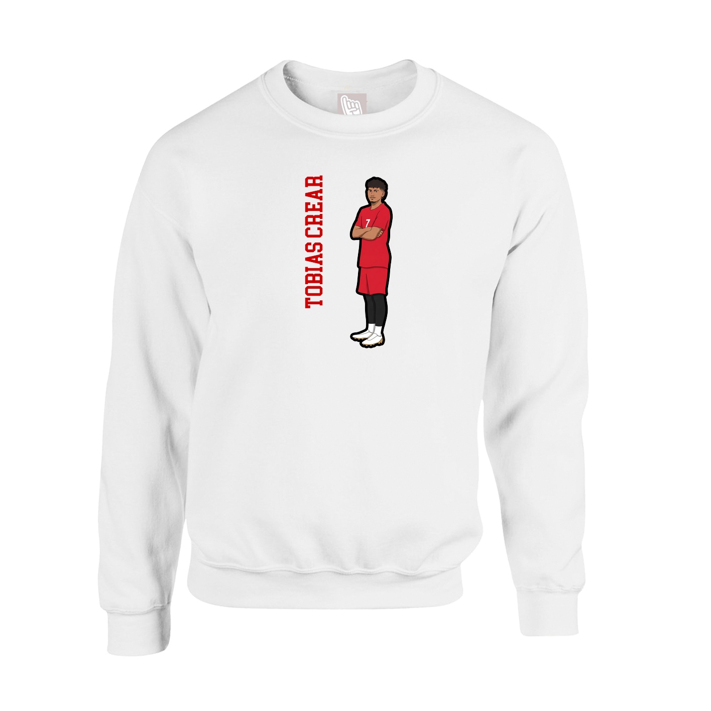 Fleece Crew — Name Vertical in White