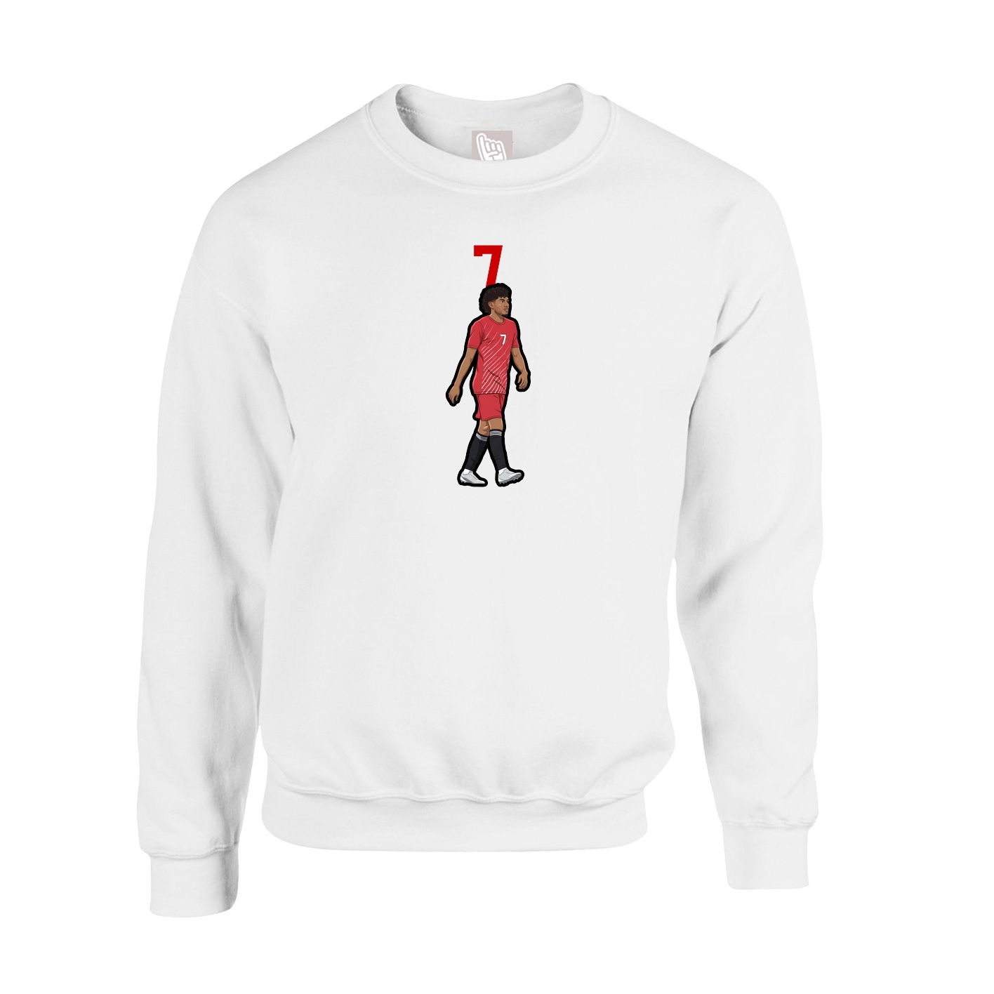 Fleece Crew — Number Top in White