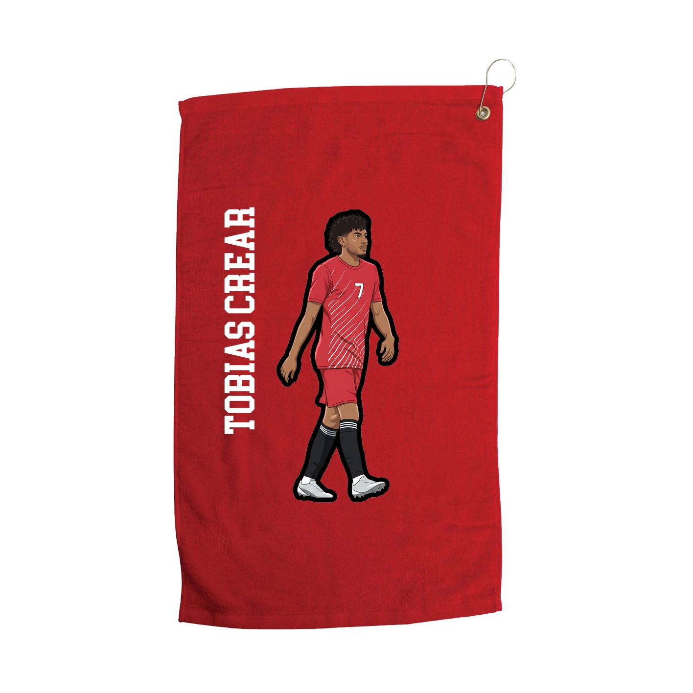 Golf Towel — Name Vertical in Red