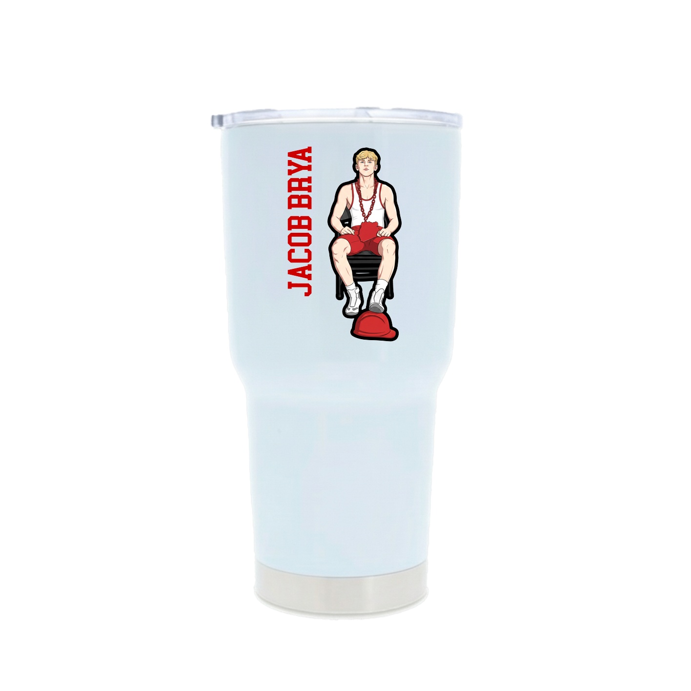 30oz Stainless Steel Tumbler — Name Vertical in White