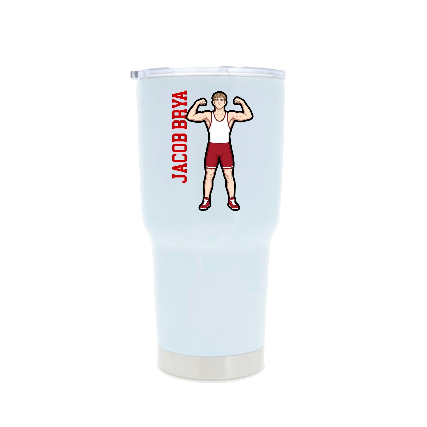 30oz Stainless Steel Tumbler — Name Vertical in White