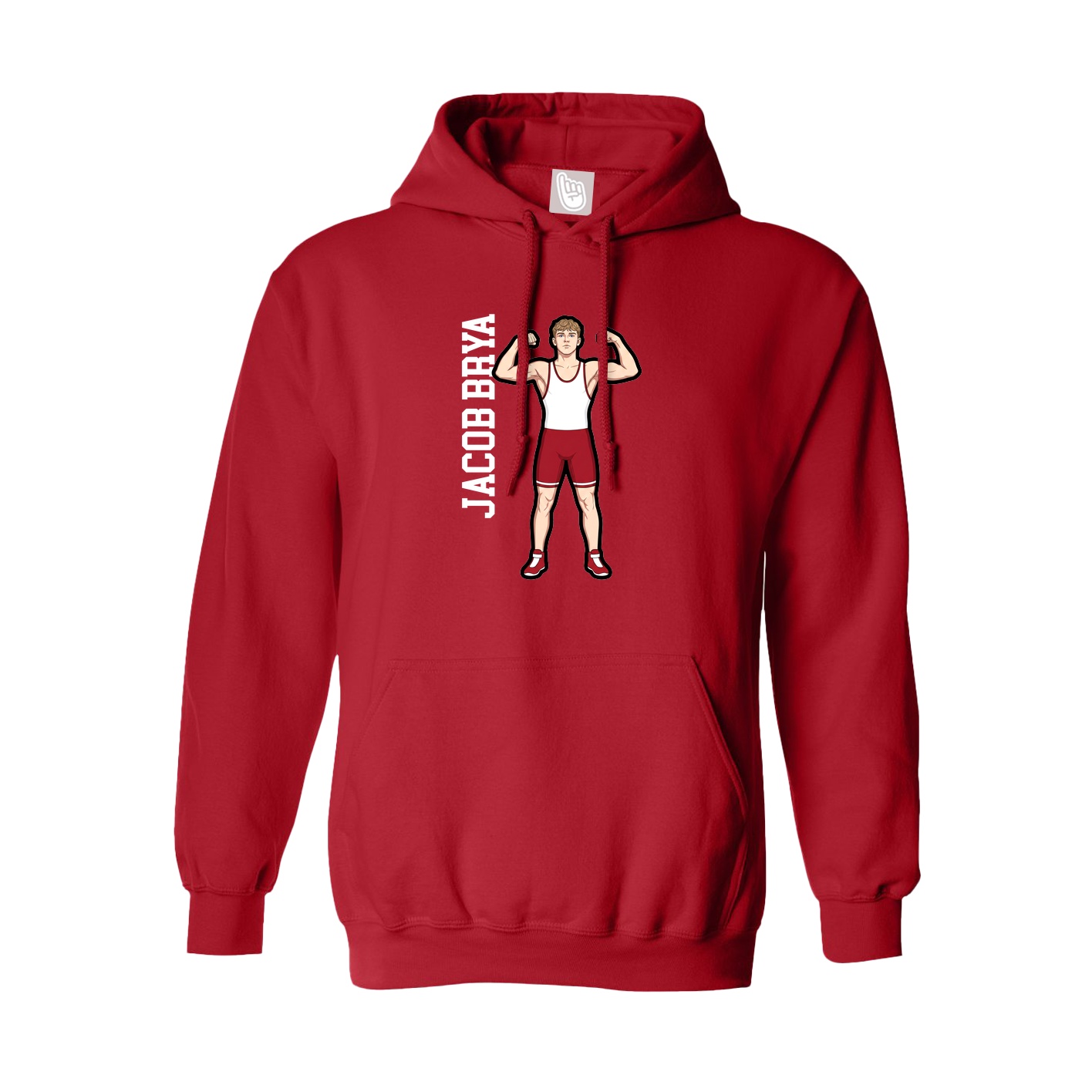 Youth Hoodie — Name Vertical in Red