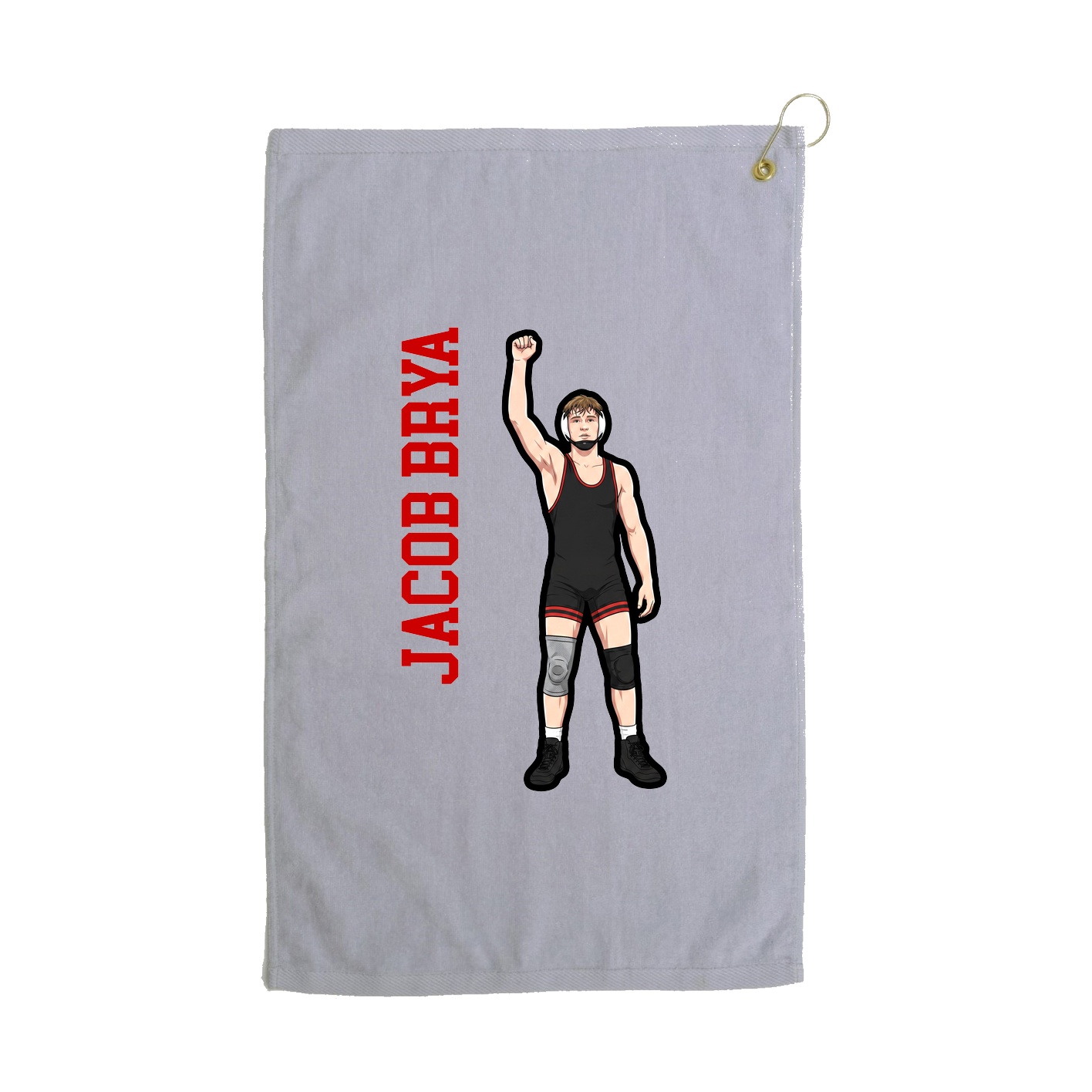 Golf Towel — Name Vertical in Grey