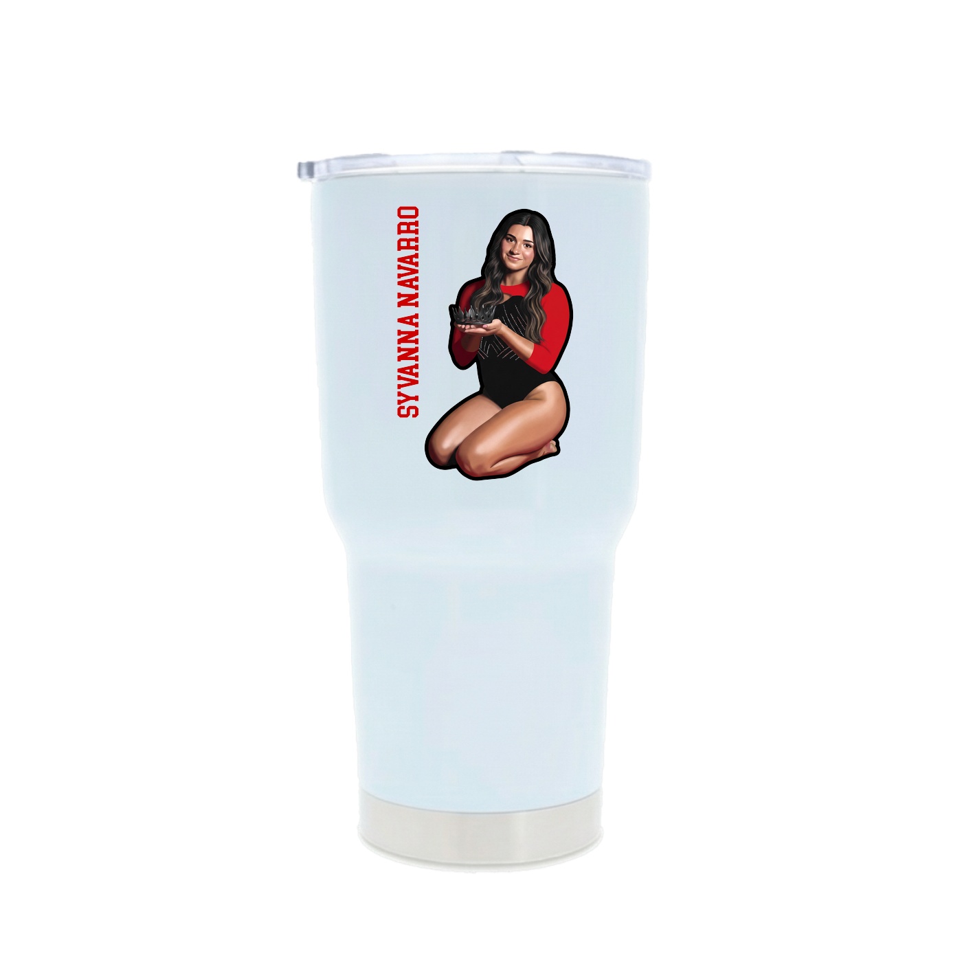 30oz Stainless Steel Tumbler — Name Vertical in White