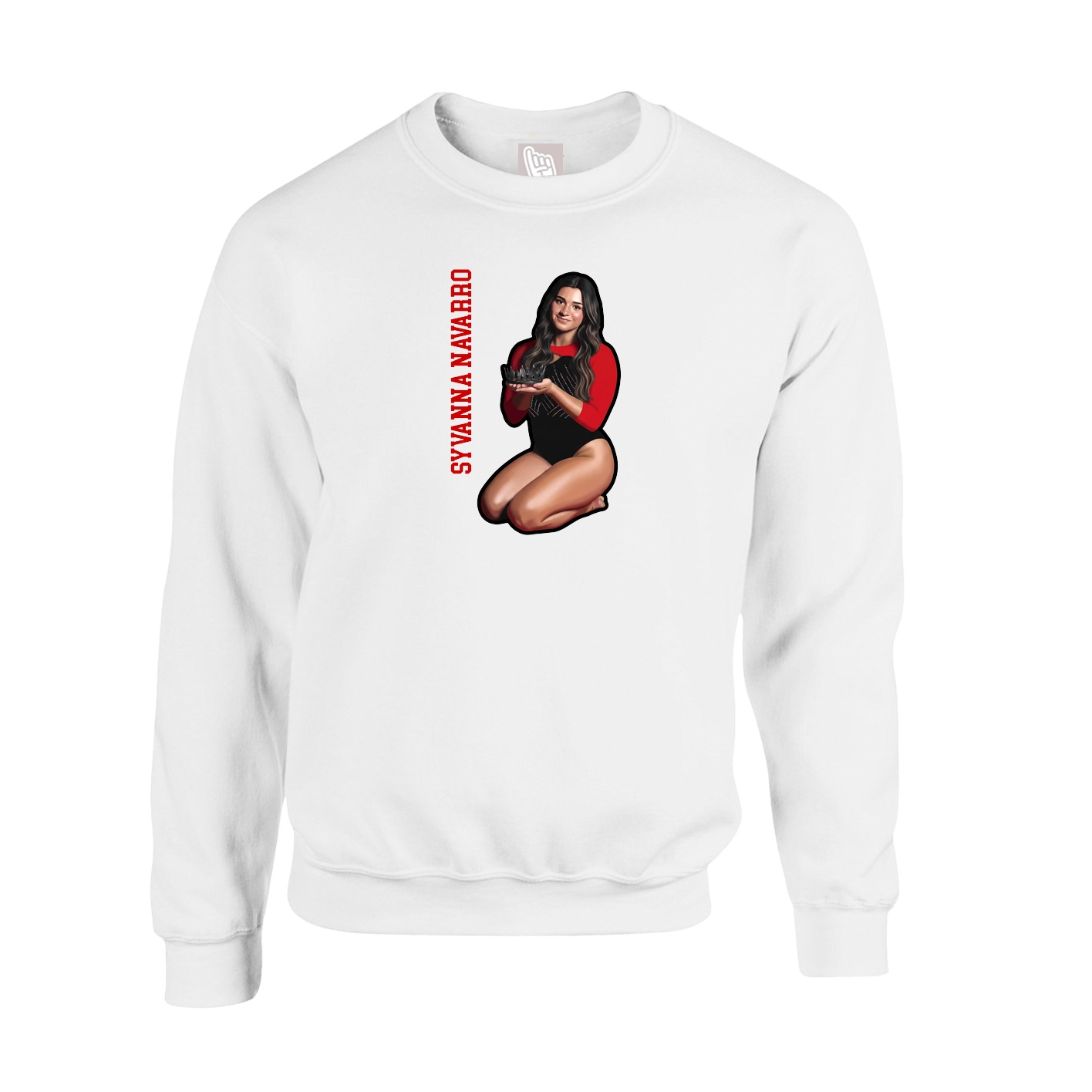 Fleece Crew — Name Vertical in White