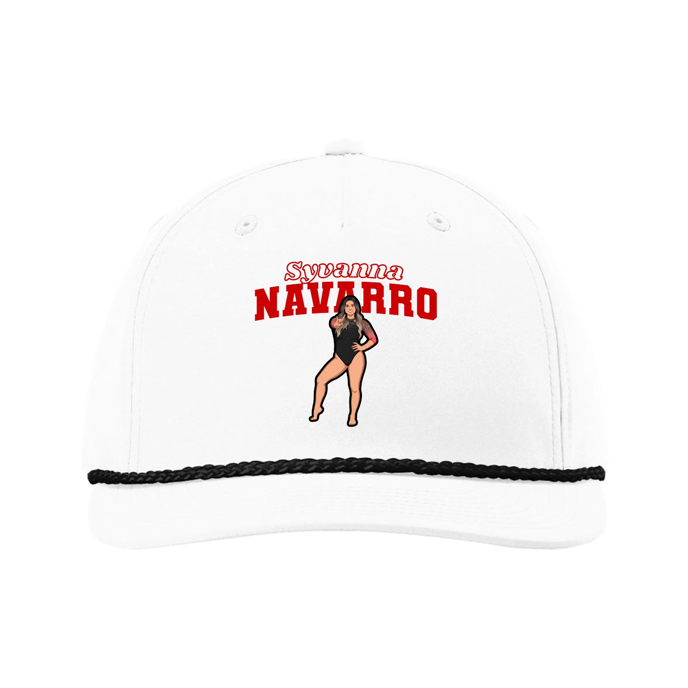 Five-Panel Classic Rope Cap — Name Arch in White
