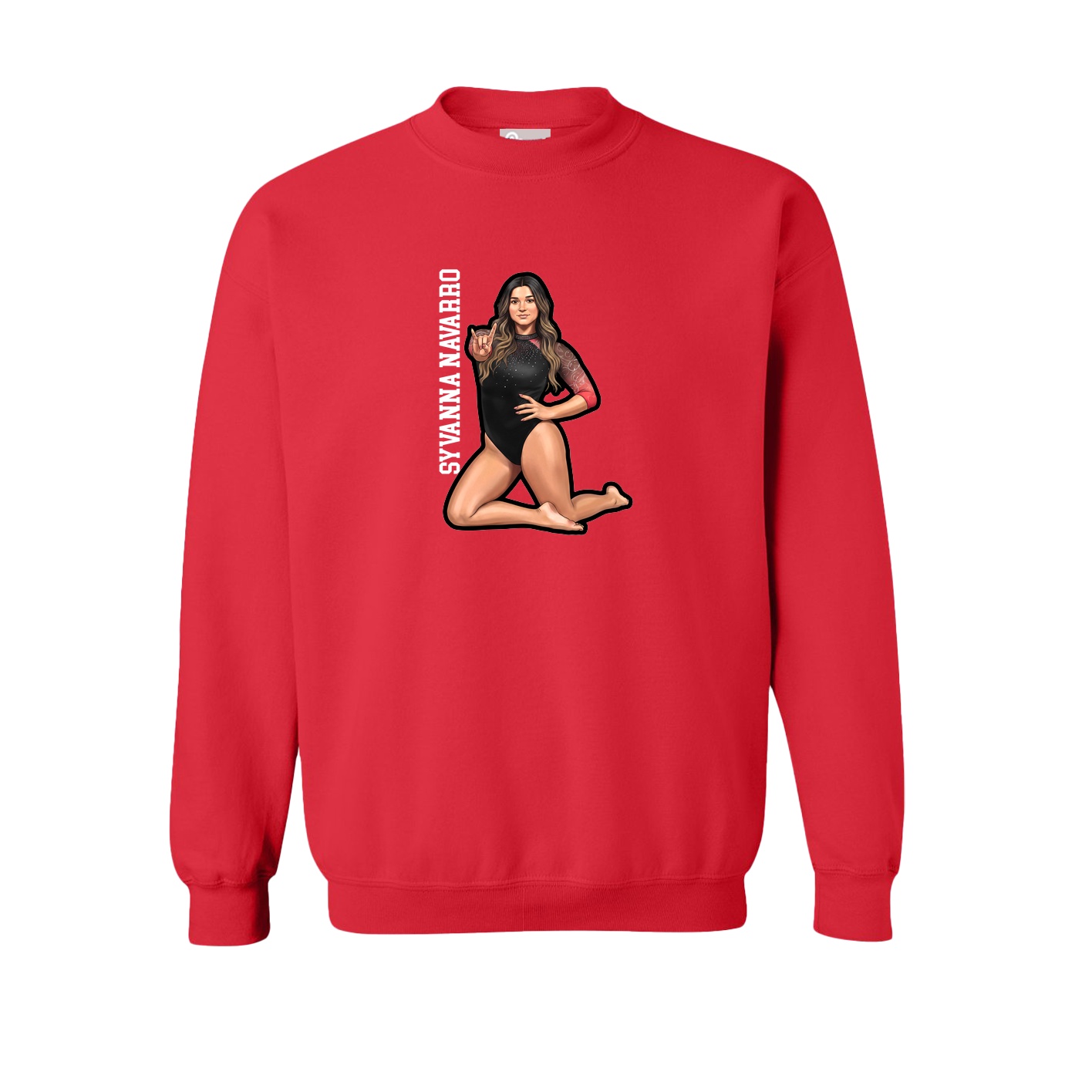 Fleece Crew — Name Vertical in Red