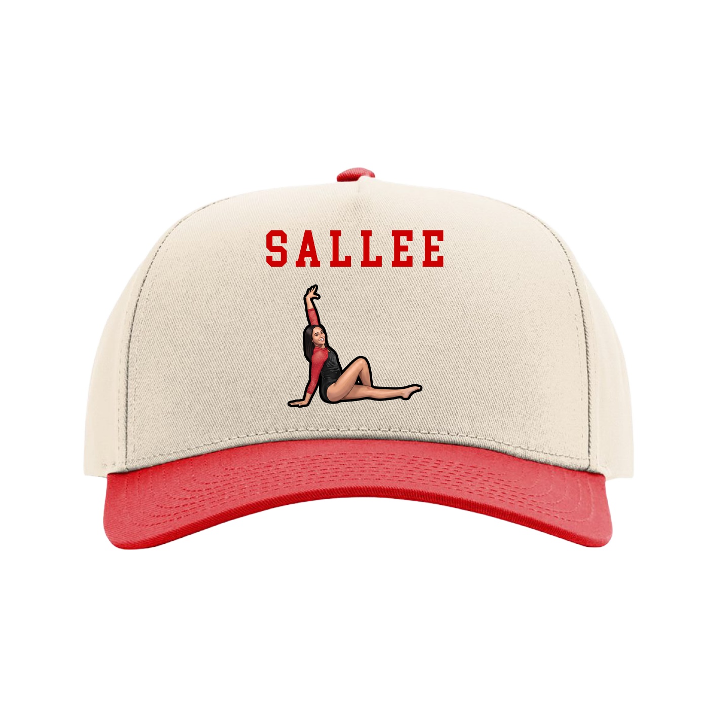 Full Fabric Five-Panel Champ Cap — Shirsey in Cream/Red
